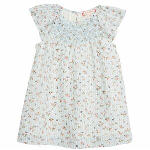 Ruby and Bloom Louisa Smocked flutter Dress pinstripe and floral 100% cotton 5T